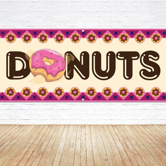 DONUTS Vendor Generic Vinyl Banner 5ft Sign Carnival Food Festival Truck Signage - Picture 1 of 5